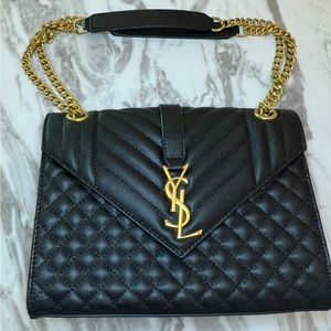 YSL purse black and gold chain